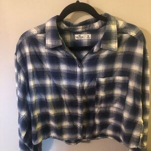 Hollister Blue Notched Collar Crop Top